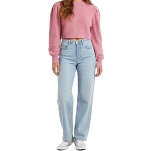 DYNAMITE Mika Mid-Rise Straight Jeans Size 28 Light Wash Relaxed Fit EUC